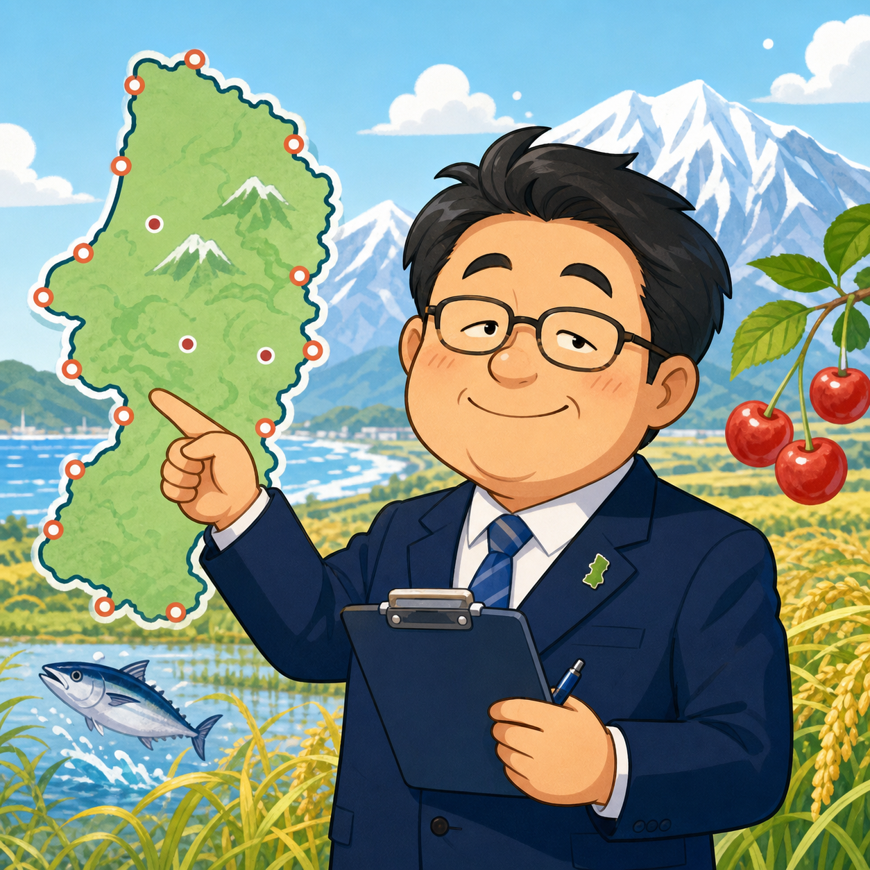 架空の県知事評価官イラスト
